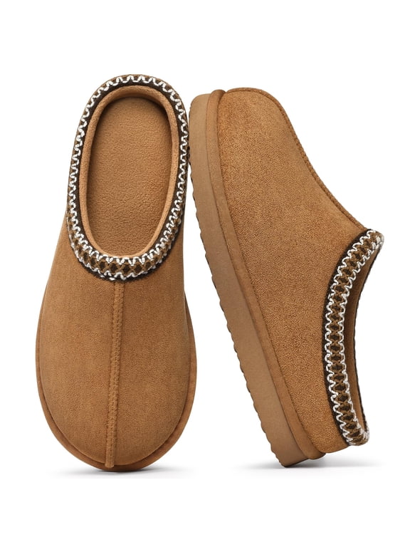 Memory Foam Slippers for Women Men Cozy Warm House Shoes Indoor and Outdoor, Khaki