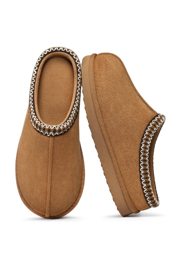 Memory Foam Slippers for Women Men Cozy Warm House Shoes Indoor and Outdoor, Khaki