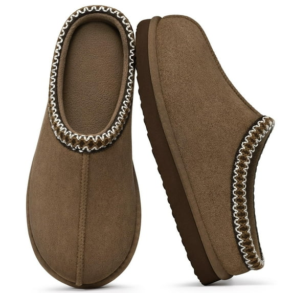 Litfun Memory Foam Slippers for Women Men Cozy Warm House Shoes Indoor and Outdoor, Mocha