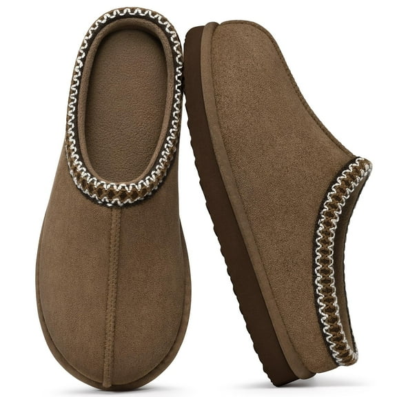 Litfun Memory Foam Slippers for Women Men Cozy Warm House Shoes Indoor and Outdoor, Mocha