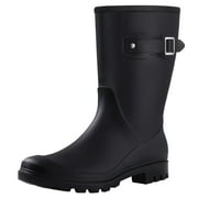 LITFUN Mid Calf Rain Boots for Women Waterproof Garden Shoes, Black, Size 7