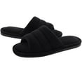thumbnail image 1 of Litfun Open Toe Slippers for Women Comfort Terry Cloth House Slippers Memory Foam Slide Slippers, Black, 1 of 6