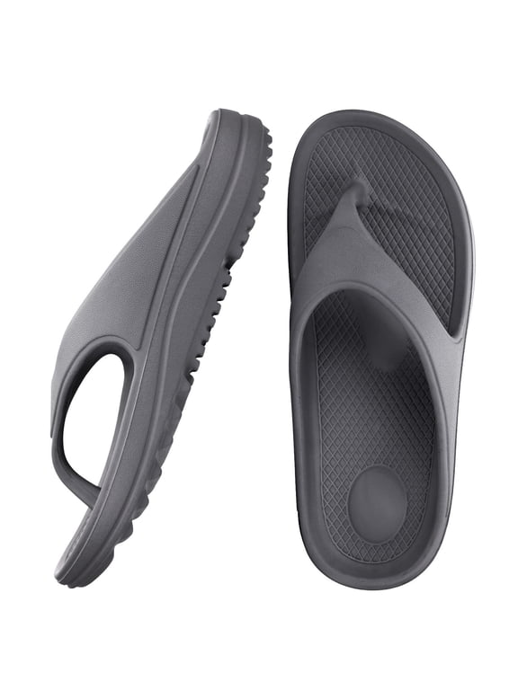 Orthotic Flip Flops for Women, Pillow Soft Recovery Thong Sandals Slippers, Summer Beach Shoes with Arch Support, Grey