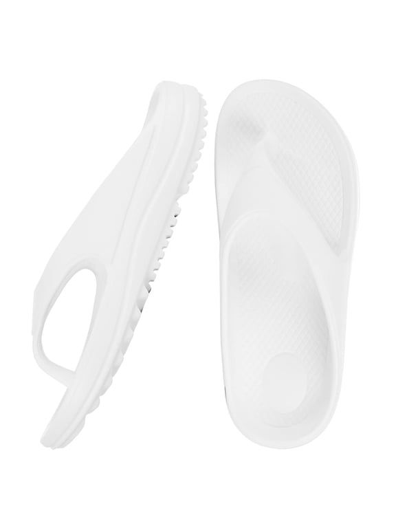 Orthotic Flip Flops for Women, Pillow Soft Recovery Thong Sandals Slippers, Summer Beach Shoes with Arch Support, White
