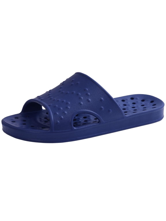 Shower Shoes for Women Men, Quick Drying Non Slip Bath Slippers, Shower Sandals with Drain Holes, Navy Blue