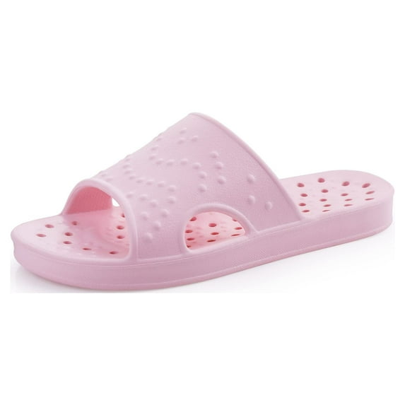 Litfun Shower Shoes for Women Men, Quick Drying Non Slip Bath Slippers, Shower Sandals with Drain Holes, Pink