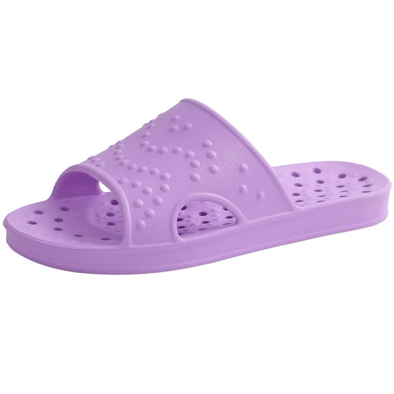 Litfun Shower Shoes for Women Men, Quick Drying Non Slip Bath Slippers, Shower Sandals with Drain Holes, Purple