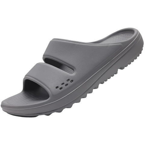 Slide Sandals for Women, Thick Sole Non-Slip Slide Slippers with Arch Support, Grey