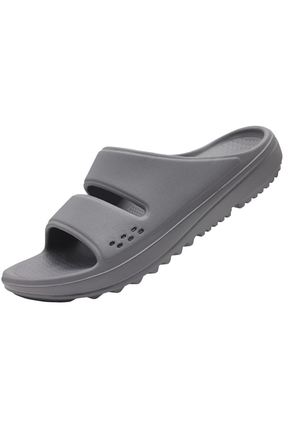 Slide Sandals for Women, Thick Sole Non-Slip Slide Slippers with Arch Support, Grey