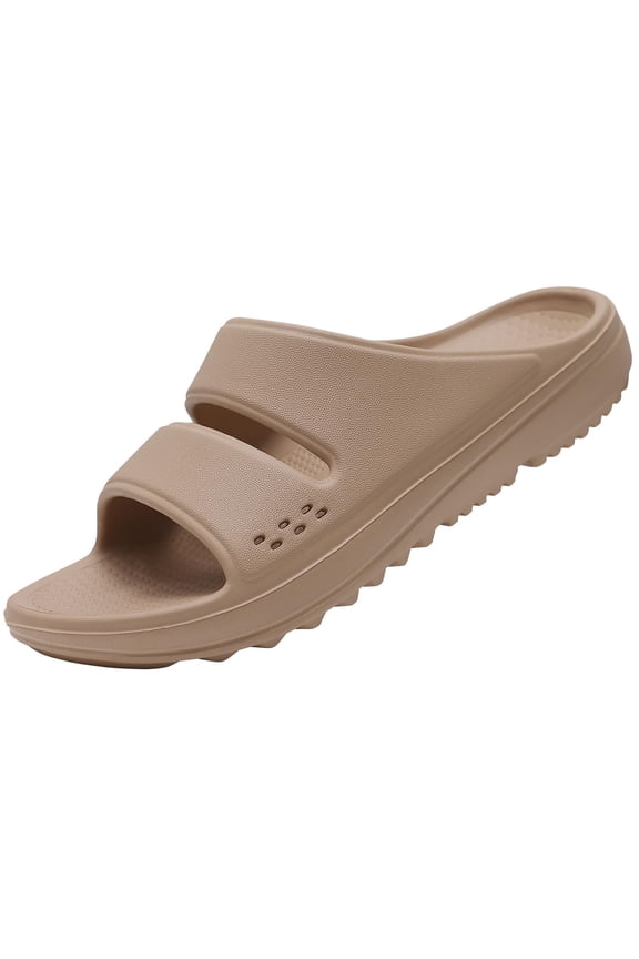 Slide Sandals for Women, Thick Sole Non-Slip Slide Slippers with Arch Support, Khaki