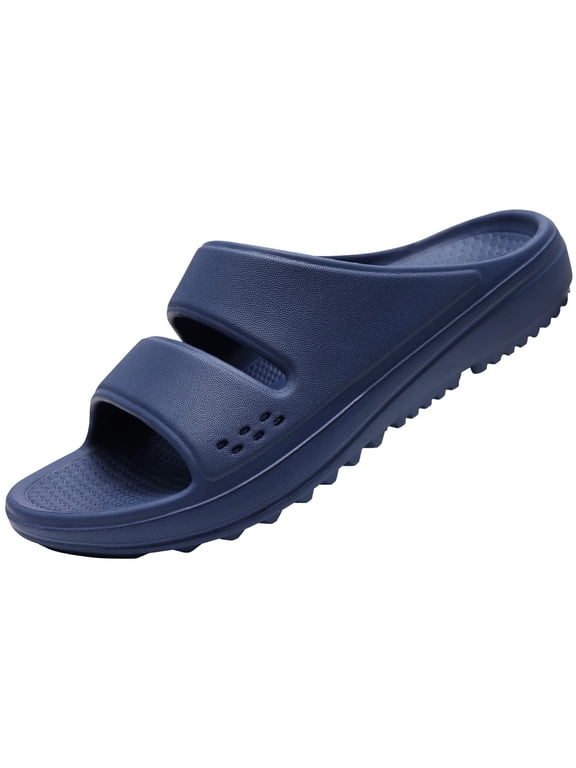 Slide Sandals for Women, Thick Sole Non-Slip Slide Slippers with Arch Support, Navy Blue
