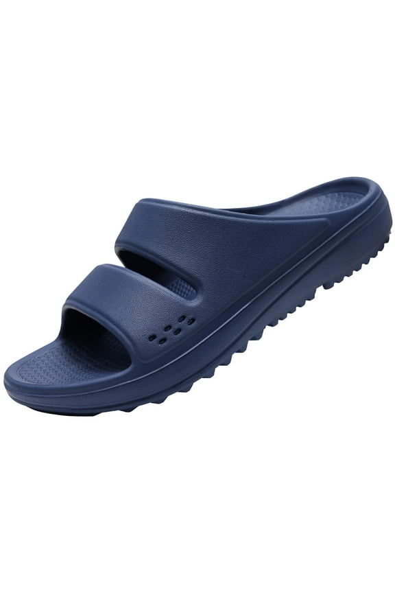 Slide Sandals for Women, Thick Sole Non-Slip Slide Slippers with Arch Support, Navy Blue