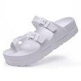 thumbnail image 1 of Litfun Slides for Women Thick Soles Slide Sandals with Arch Support Adjustable Buckle Platform Sandals, White, 6, 1 of 8