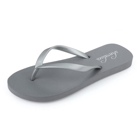Litfun Slim Flip Flops for Women Casual Thong Flat Sandals Soft Rubber Slip on Sandals,Grey,7.5