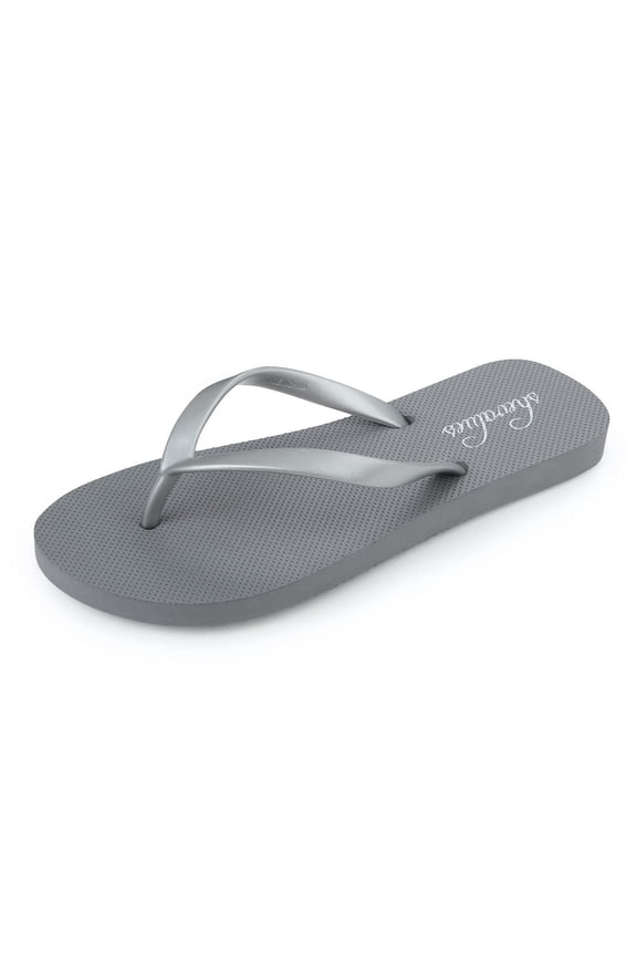 Slim Flip Flops for Women Casual Thong Flat Sandals Soft Rubber Slip on Sandals,Grey,8-8.5