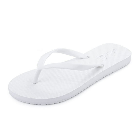 Litfun Slim Flip Flops for Women Casual Thong Flat Sandals Soft Rubber Slip on Sandals,White,8-8.5