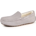 thumbnail image 1 of Litfun Suede Moccasin Slippers for Women Comfy Fuzzy House Slippers Warm Faux Fur Lined House Shoes Indoor Outdoor, Grey, 1 of 6
