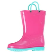 Litfun Toddler Kids Rain Boots for Boys Girls, Size 7 Toddler, Rose Pink