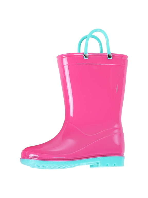 Toddler Kids Rain Boots for Boys Girls, Size 7 Toddler, Rose Pink