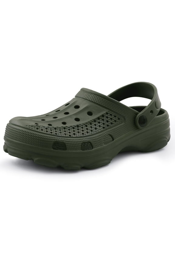 Unisex Garden Clogs Shoes with Arch Support Soft Slip-on Sandals for Women and Men, Army Green