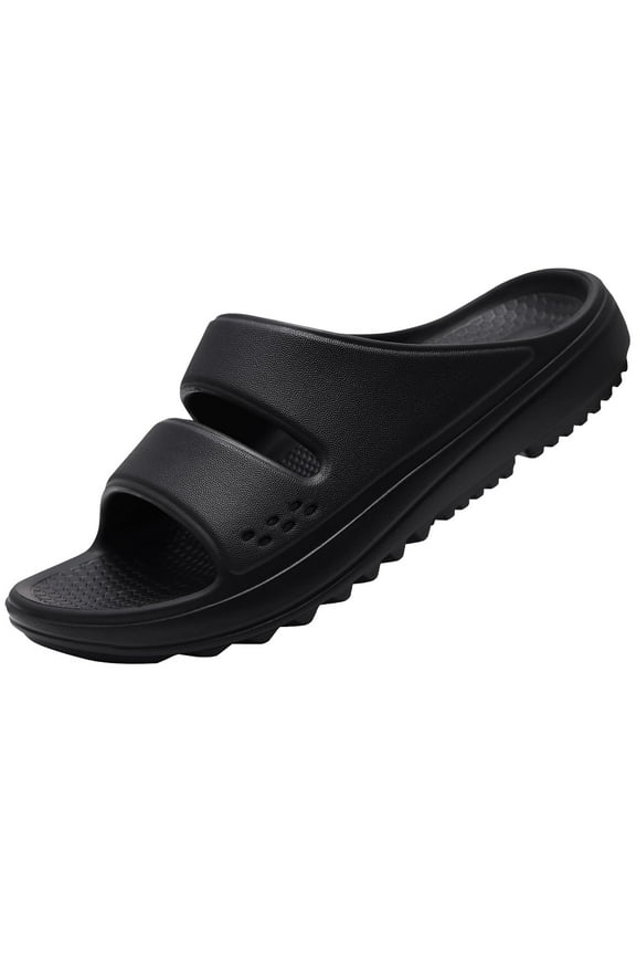 Slide Sandals for Women, Thick Sole Non-Slip Slide Slippers with Arch Support, Black