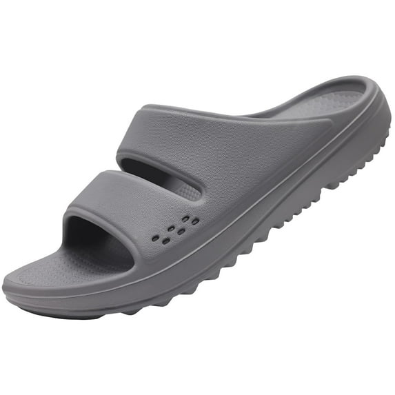 Litfun Slide Sandals for Women, Thick Sole Non-Slip Slide Slippers with Arch Support, Grey