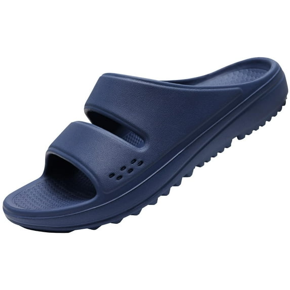 Litfun Slide Sandals for Women, Thick Sole Non-Slip Slide Slippers with Arch Support, Navy Blue