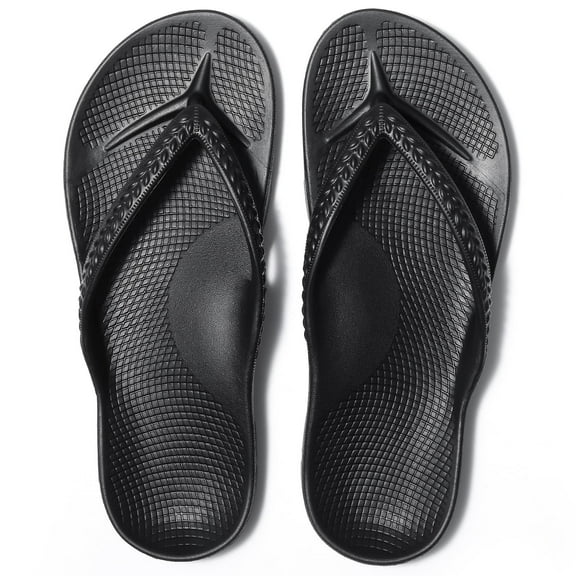 Litfun Women's Flip Flops Summer Beach Thong Sandals Orthopedic Slide Sandals for Arch Support, Black
