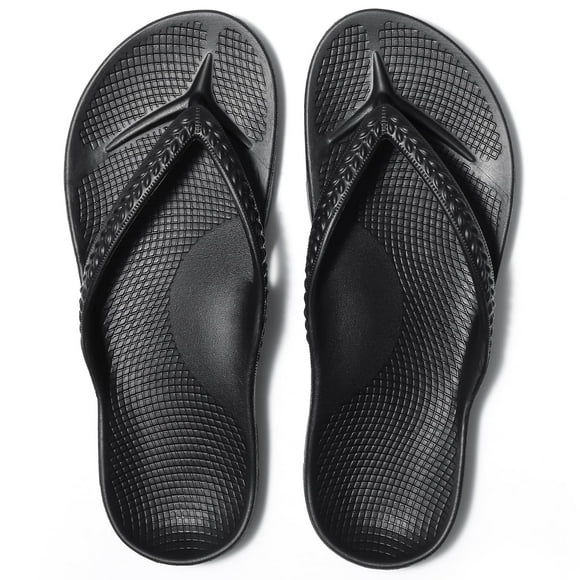 Litfun Women's Flip Flops Summer Beach Thong Sandals Orthopedic Slide Sandals for Arch Support, Black