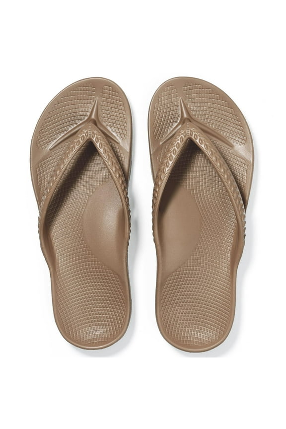 Women's Flip Flops Summer Beach Thong Sandals Orthopedic Slide Sandals for Arch Support, Brown