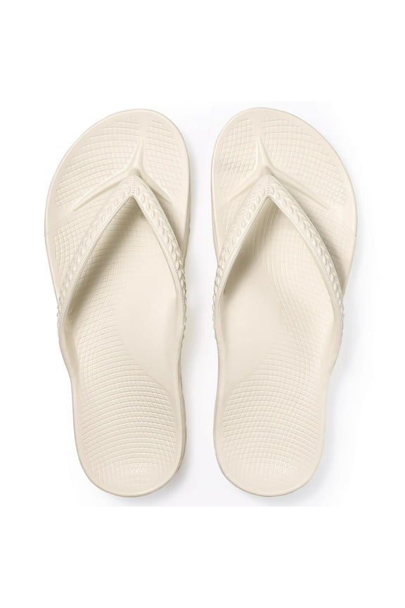 Women's Flip Flops Summer Beach Thong Sandals Orthopedic Slide Sandals for Arch Support, Cream White