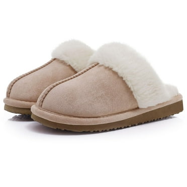 Litfun Women's Fuzzy Memory Foam Slippers Warm Comfy Winter House Shoes, Apricot, Size 8-8.5