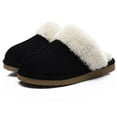 thumbnail image 1 of Litfun Women's Fuzzy Memory Foam Slippers Warm Comfy Winter House Shoes, Black, Size 10.5-11, 1 of 8