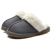 Litfun Women's Fuzzy Memory Foam Slippers Warm Comfy Winter House Shoes, Grey, Size 8-8.5