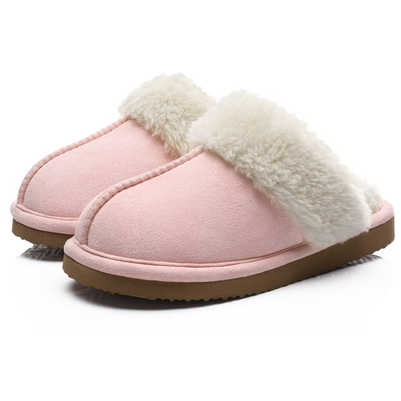 Litfun Women's Fuzzy Memory Foam Slippers Warm Comfy Winter House Shoes, Pink, Size 10.5-11