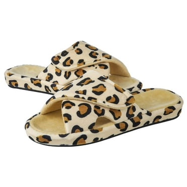 Litfun Women's Fuzzy Slippers Adjustable Terry Cloth Indoor Slippers Open Toe House Shoes with Arch Support