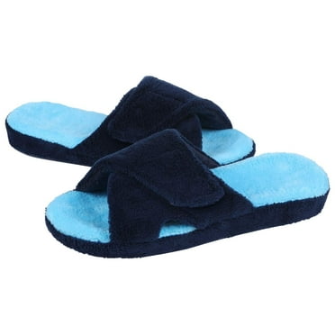 Litfun Women's Fuzzy Slippers Adjustable Terry Cloth Indoor Slippers Open Toe House Shoes with Arch Support