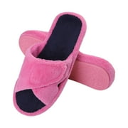 Litfun Womens Fuzzy Slippers Adjustable Terry Cloth Indoor Slippers Open Toe House Shoes with Arch Support