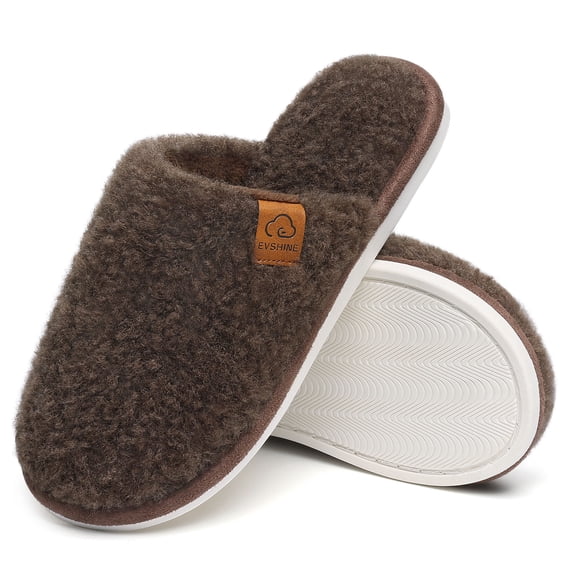 Litfun Women's Fuzzy Slippers Winter Comfy Indoor House Slippers Soft Memory Foam Shoes, Mocha