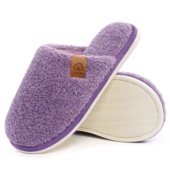 Litfun Women's Fuzzy Slippers Winter Comfy Indoor House Slippers Soft Memory Foam Shoes, Purple