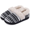 thumbnail image 1 of Litfun Women's Memory Foam House Shoes Warm Comfy Fuzzy House Slippers with Knit Fleece Lined, Black, 5-6.5, 1 of 8