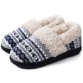 thumbnail image 1 of Litfun Women's Memory Foam House Shoes Warm Comfy Fuzzy House Slippers with Knit Fleece Lined, Navy, 11-12, 1 of 8