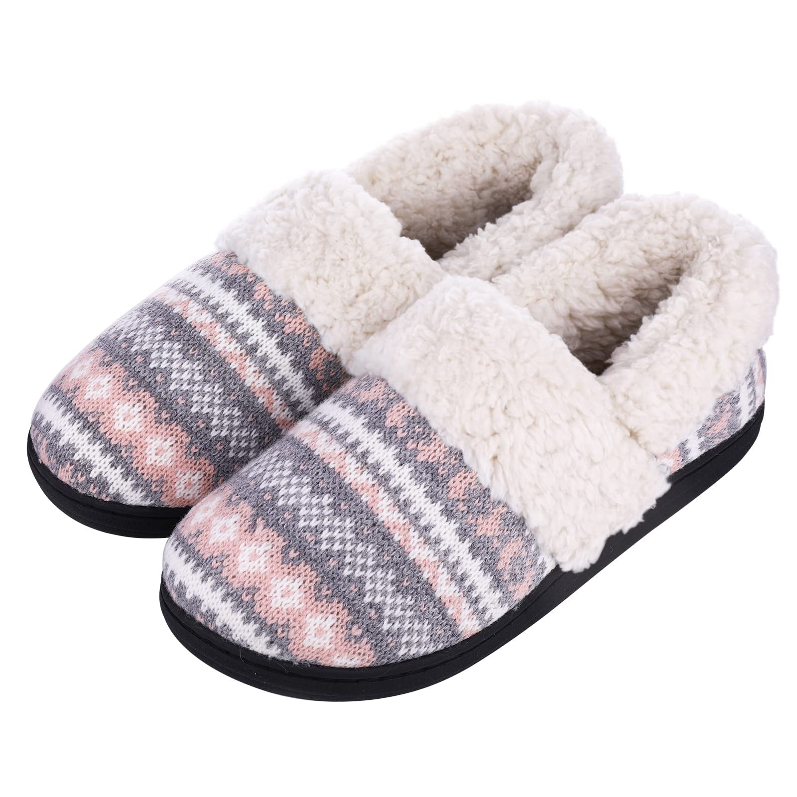 Litfun Women's Fuzzy Memory Foam Slippers Warm Comfy Winter House Shoes,  Pink, Size 6-6.5