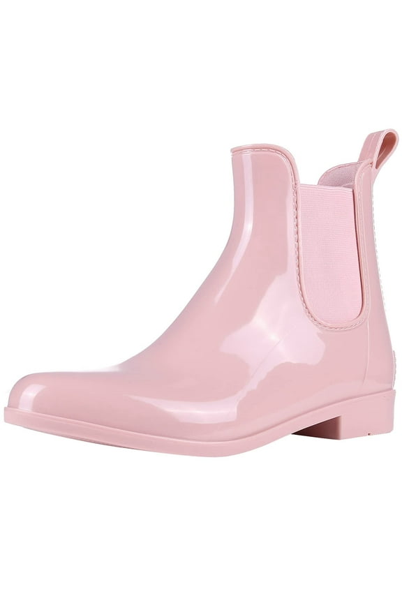 Women's Short Ankle Rain Boots Lightweight Chelsea Booties Rubber Waterproof Garden Rain Boots for Women, Pink, Size 6