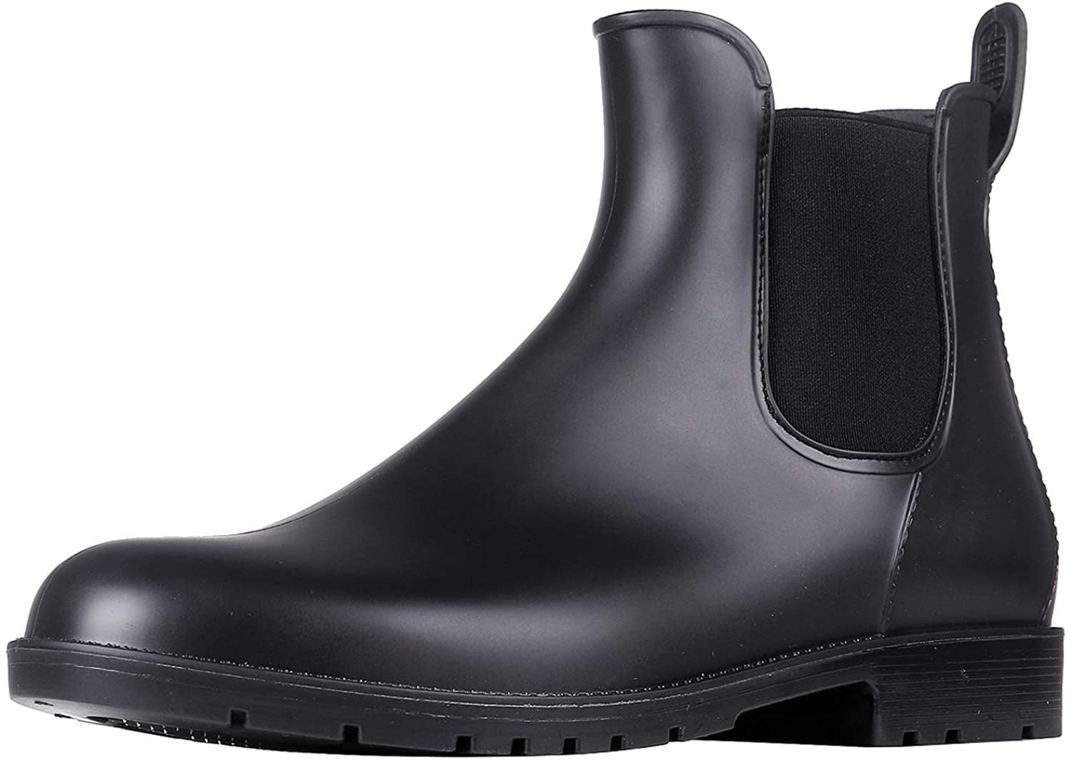 Litfun Women's Short Rain Boots Waterproof Anti Slip Rubber Ankle Chelsea Booties Rainboots for Women, Black, Size 7.5