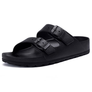Litfun Women's Slide Sandals with Adjustable Buckles Summer Arch Support Beach Sandals, Black