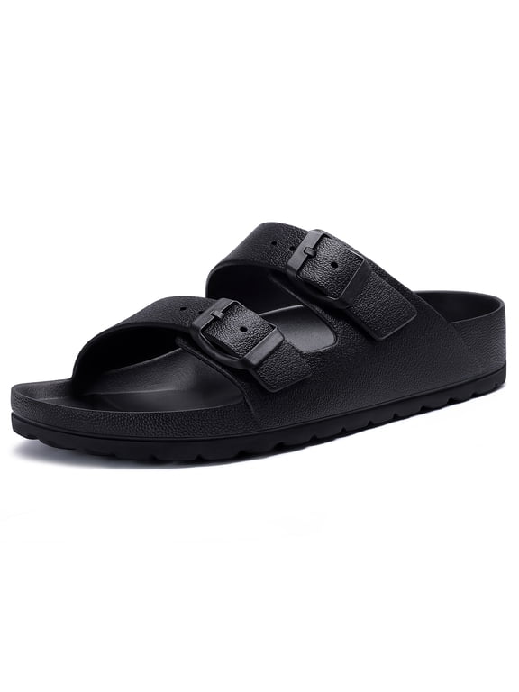 Women's Slide Sandals with Adjustable Buckles Summer Arch Support Beach Sandals, Black