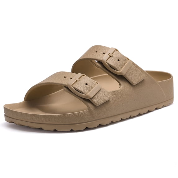 Litfun Women's Slide Sandals with Adjustable Buckles Summer Arch Support Beach Sandals, Brown