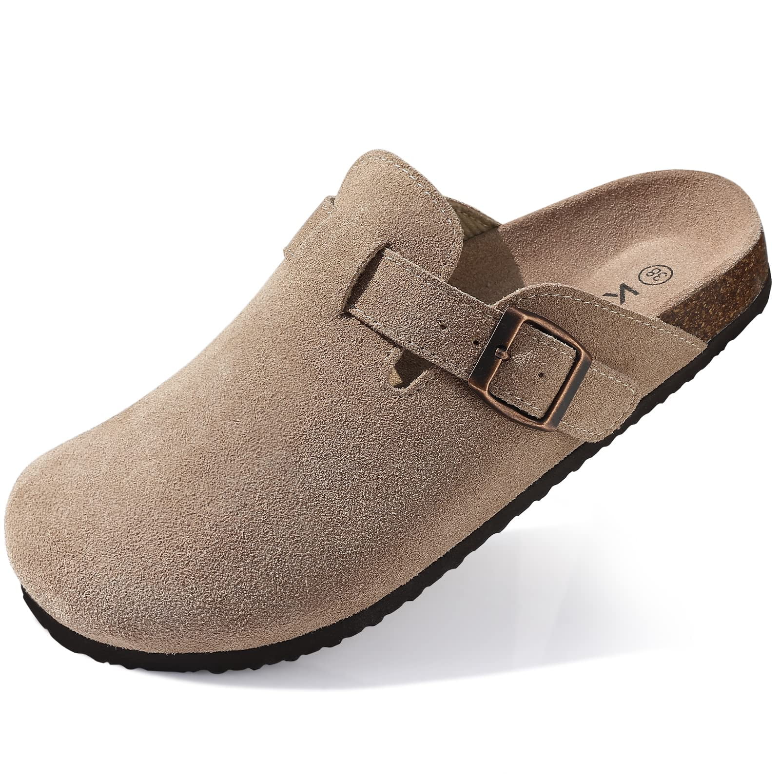 Litfun Women's Suede Clogs Leather Mules Cork Footbed Sandals Arch Support Potato Shoes with Adjustable Buckle Litfun Women's Suede Clogs Leather Mules Cork Footbed Sandals Arch Support Potato Shoes with Adjustable Buckle