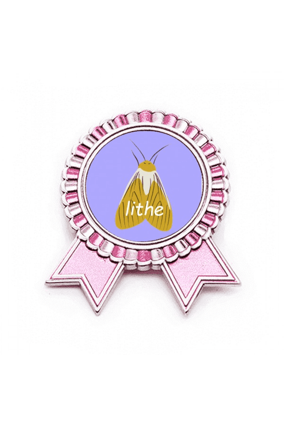 Lithe Moth Phengophil Winged Insect Badge Brooch Pin Pink Winner Award Medal